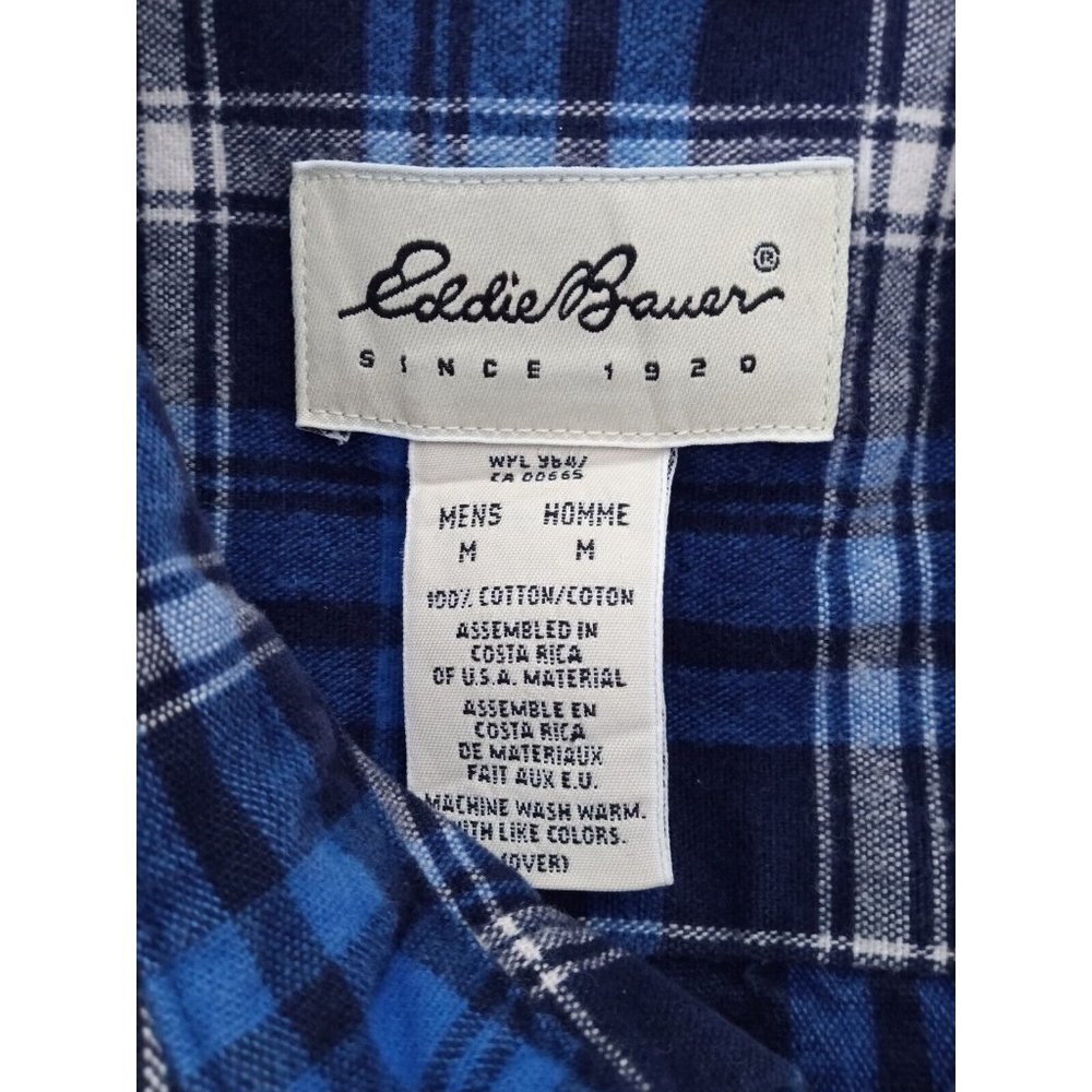 Eddie Bauer Men's Flannel Shirt Blue‎ Plaid Long Sleeve Button Up Size Med - Picture 4 of 7